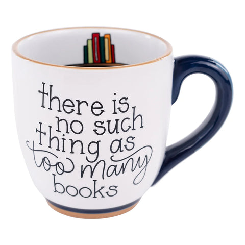 GLORY HAUS Too Many Books Blue Mug