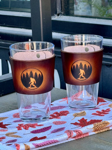 Leather Wrapped Sasquatch Pilsner Glass Set