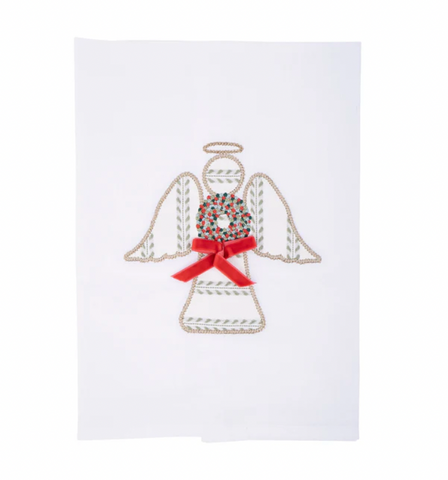 GLORY HAUS Christmas Wreath Angel Tea Towel