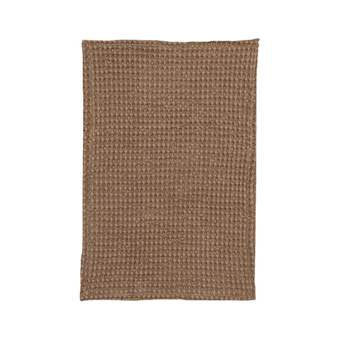 Stonewashed Cotton Waffle Weave Tea Towel - Camel