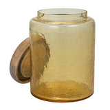 Hammered Glass Jar with Mango Wood Lid - Large