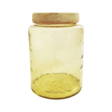 Hammered Glass Jar with Mango Wood Lid - Large